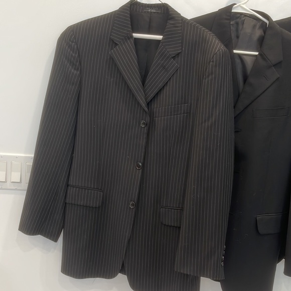 3 suit jackets for $25! One pinstriped and the other two are black. Size Medium. - Picture 2 of 4